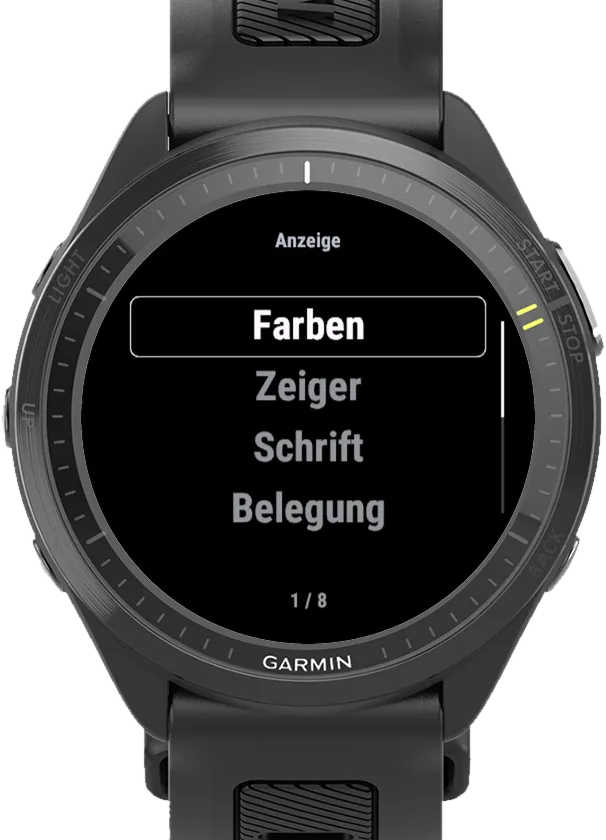 Classic Five Garmin Watch Face – Einstellungen an der Uhr