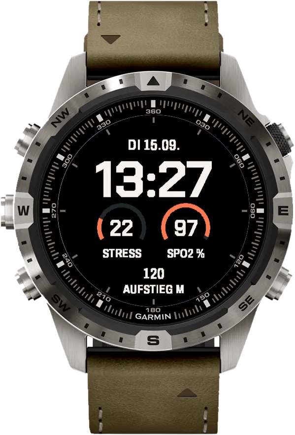 Fieldline Garmin Watch Face – Grauweiß / Kupfer