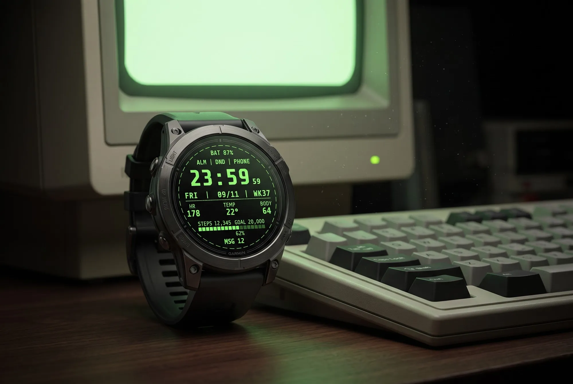 Terminal: Retro Digital Garmin Watch Face
