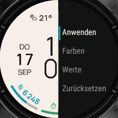 ARCLINE Garmin Watch Face – Settings on the watch